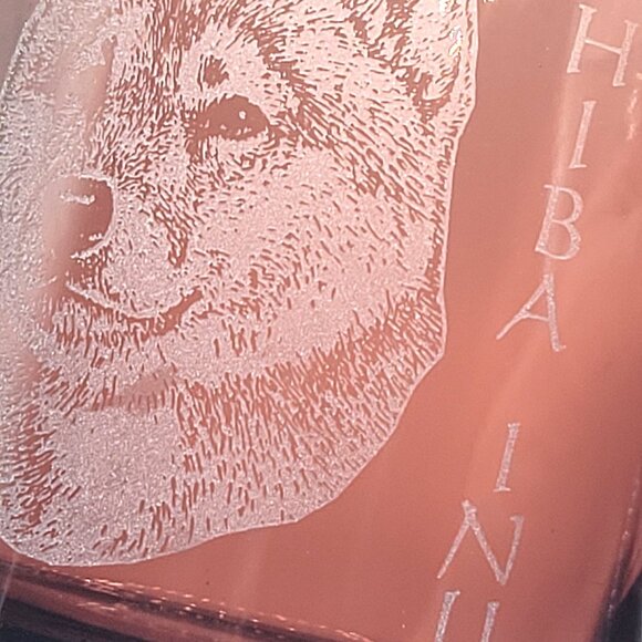 Shiba Inu Puppy Dog Etched Brown Glass Mug Pet Animal Made in the USA - Picture 3 of 7